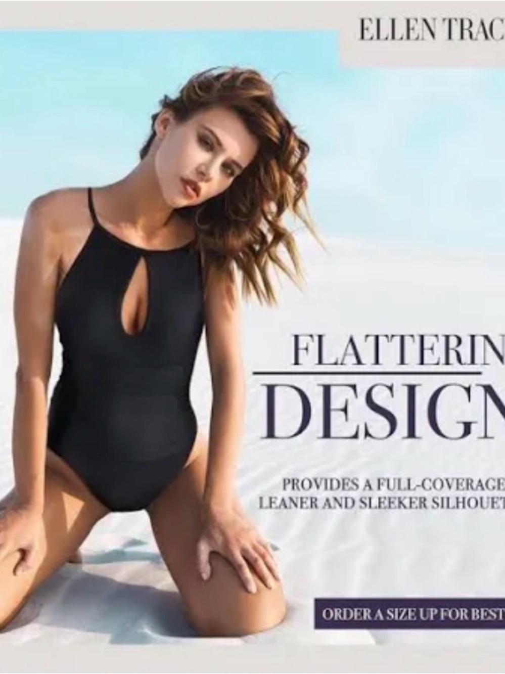 Ellen Tracy Plum High-Neck keyhole slimming One-Piece Swimsuit NWT New - Picture 6 of 6